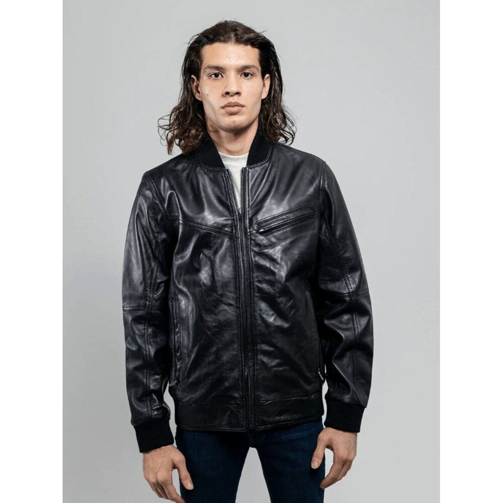 Aviator Rock Mens Bomber Leather Jacket